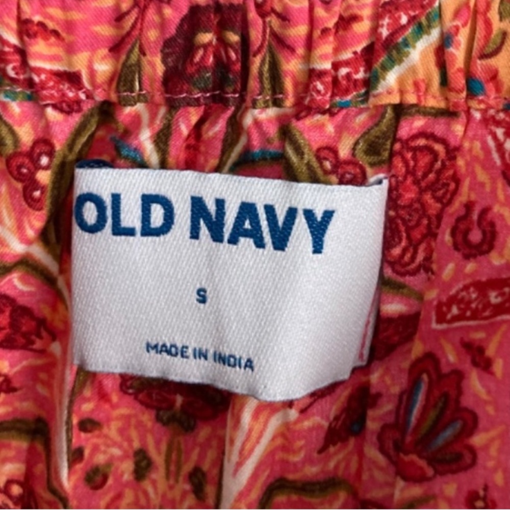 Old Navy Vibrant Red and Pink Patterned Midi Dress - Picture 5 of 8